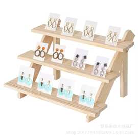 跨境木质桌面置物架可拆卸绿植花瓶收纳架街边摆摊耳钉首饰展示架