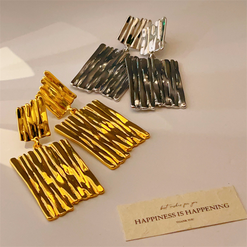 欧美跨境不规则几何形肌理感夸张耳环电镀18K金时髦网红风耳饰|undefined