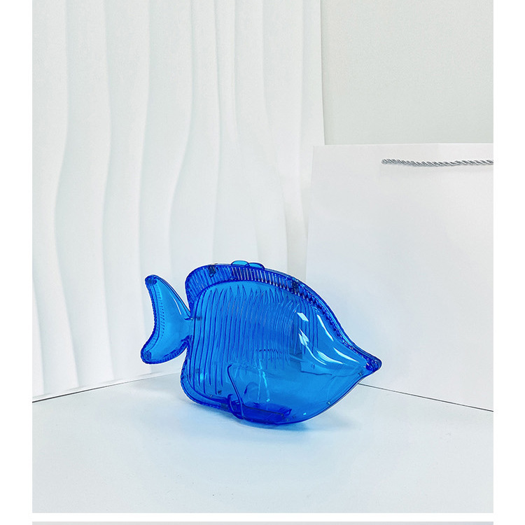 Bleu PVC Couleur Unie Transparent Poisson Sacs De Soirée display picture 1
