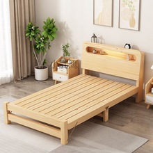 LH免安装折叠床实木硬板床家用出租房单人床1.5简易床成人1.8米双
