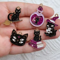欧米風ドーパミン月晶クラスタタロット合金滴油猫ペンダントイヤリングネックレスアクセサリーペンダント