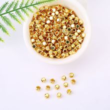 18K真金保色圆角方珠四方角珠金切角大孔隔珠隔片DIY手串项链配件