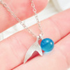 Advanced necklace, metal blue crystal, chain for key bag , accessory, Korean style, light luxury style, high-quality style