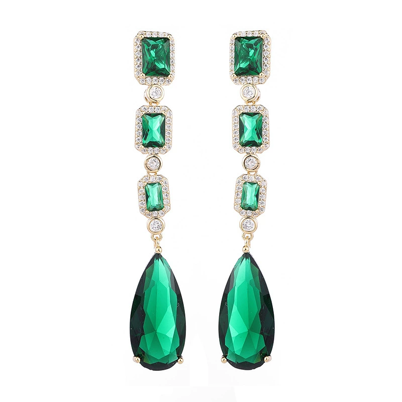 Серьги, вставка камня с цирконием, под платье каплевидной формы, французский стиль, стиль легкой роскоши, стиль высшего качества, макси длина
