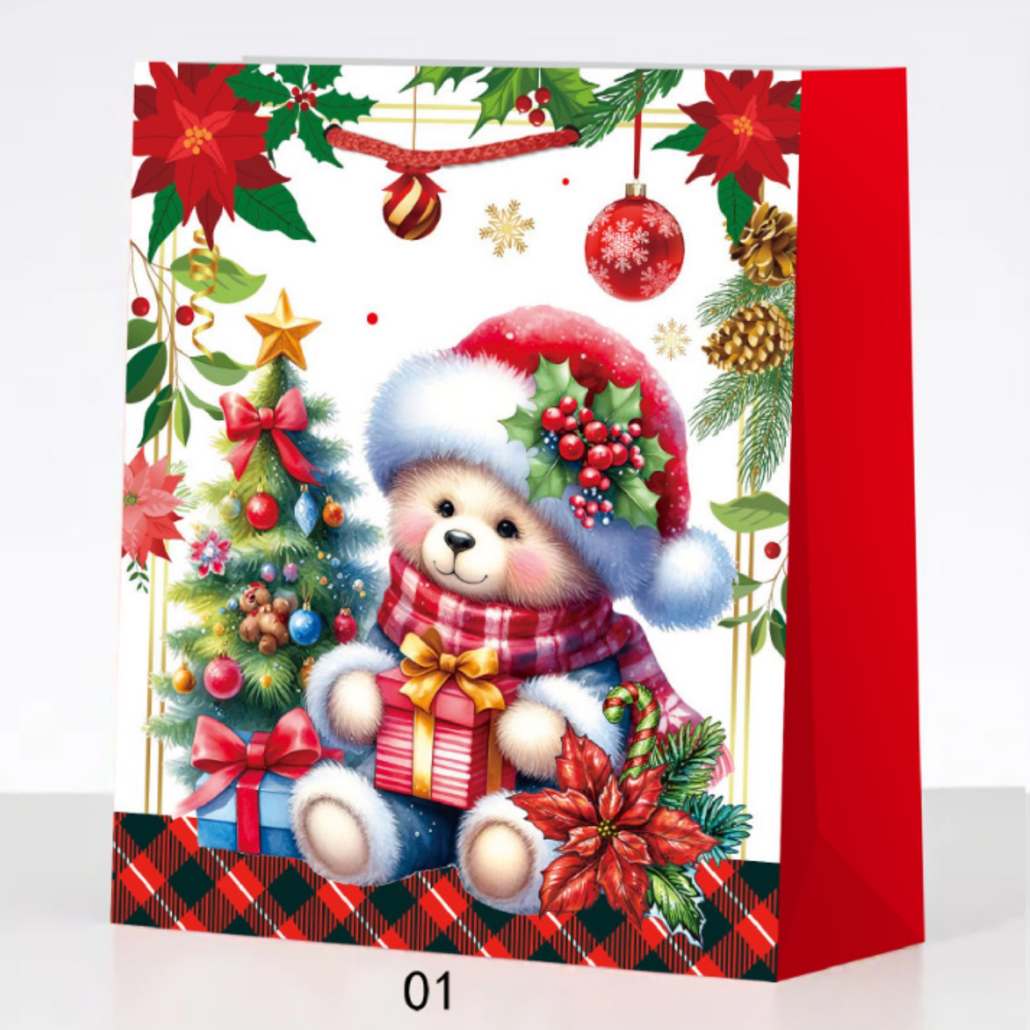 厂家批发圣诞系列手提袋节日派对礼物袋白卡纸伴手礼包装纸手提袋