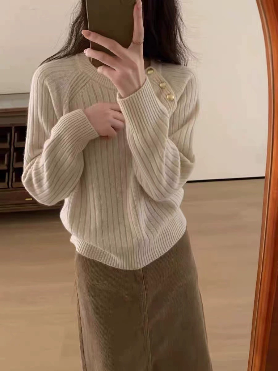 Woolen design demi-season sweater, high-quality style, trend of season, oversize