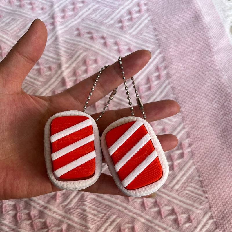 Cross-Border New Product 3D Printed Salmon Rice Ball Sushi Clicker Keychain Presser Stress Relief Toy Ornament