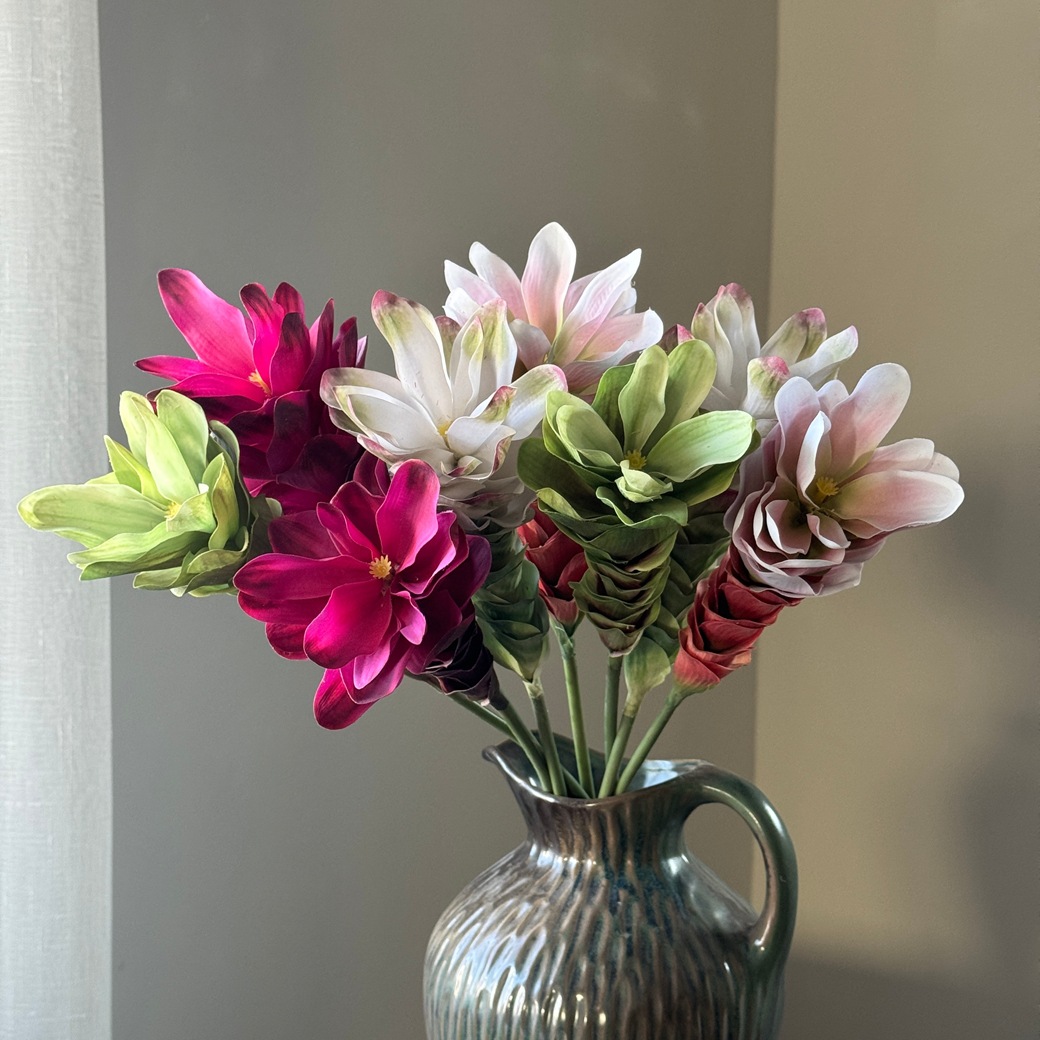 Cross-Border Hot-Selling Ginger Lotus Artificial Flower European Style Single Quality Supply Source Factory Wholesale Soft Decoration Matchinging