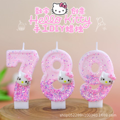 国境を越えた卸売デジタルキャンドル誕生日かわいい猫ケーキインサート装飾Amazon AliExpress供給