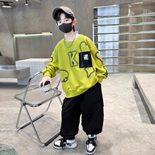 儿童装男童秋装套装2025新款中大童春秋季男孩痞帅炸街运动卫衣潮
