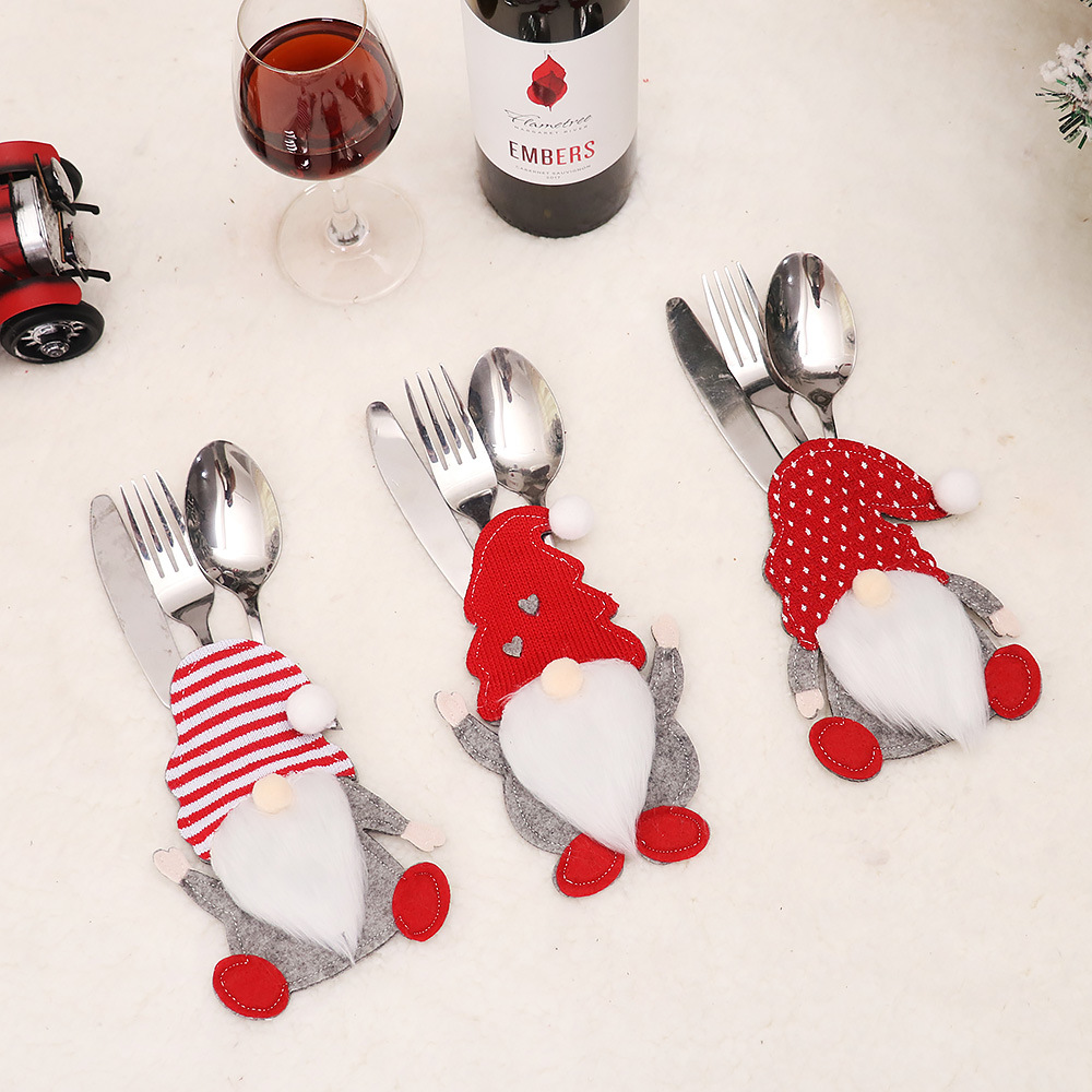 New Product from 2022, Christmas Decoration, Cartoon Forest Figure, Knife and Fork Set, Kitchen Table Prop