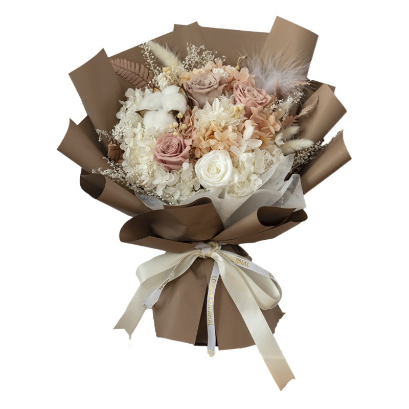 Ramo de Rosas Preservadas, Flores Reales, Producto Terminado, Regalo de Alta Gama para Novia en el Día de San Valentín, Decoración con Ramos de Flores Preservadas, Venta al por Mayor