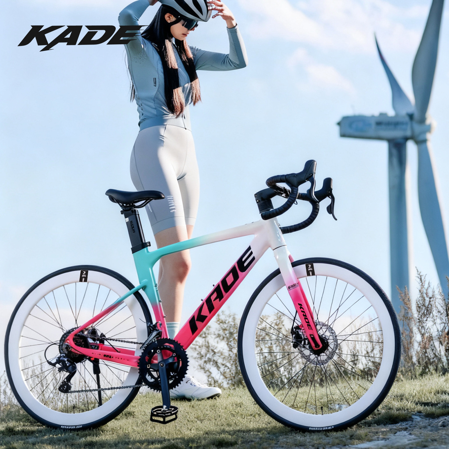Kade Aluminum Alloy Road Bike Bicycle Adult Men's and Women's Urban Sports Car Student 18-Speed Curved Handlebar Bicycle