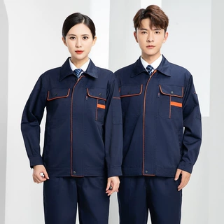 春秋款长袖拉链款工作服套装透气吸汗工厂车间建筑工地涤棉全工艺