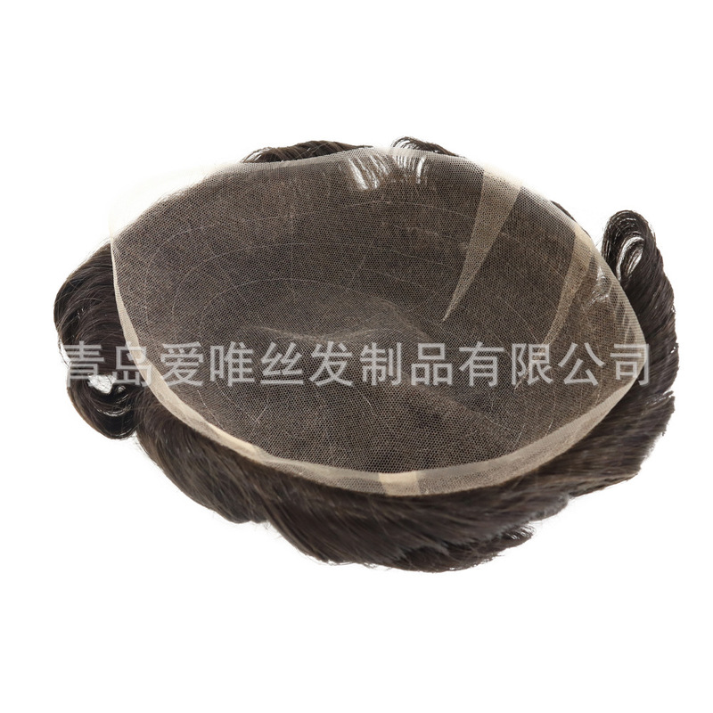 Cross-Border Men's Wigs Swiss Lace Low-Density Hair Replacement Pieces in Stock Cross-Border Men's Wigs Swiss Lace Low-Density Hair Replacement Pieces in Stock