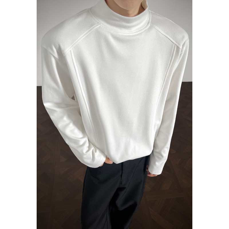 半高领双面德绒长袖T恤男秋冬美式cleanfit内搭打底衫潮正肩上衣