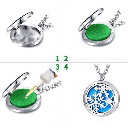 Factory stainless steel hollow aromatherapy pendant foreign trade 316L titanium steel magnet essential oil perfume necklace wholesale