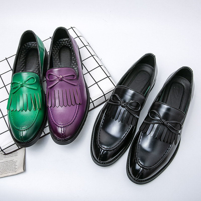 Europa y América de moda zapatos de vestir de tamaño grande transfronterizos personales para hombres zapatos de negocios zapatos de cuero de color sólido británicos zapatos Lefour para hombres image 5