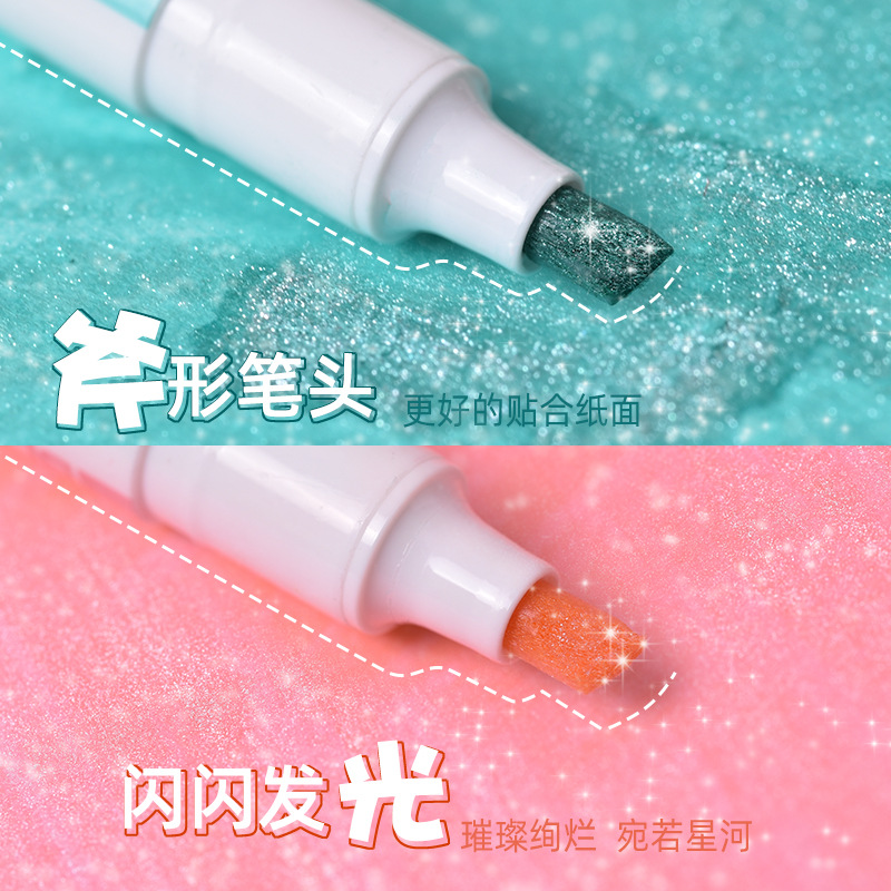 12 color flash resaltador conjunto de hacha tipo bolígrafo marcador de estudiantes clave graffiti dibujo bolígrafo