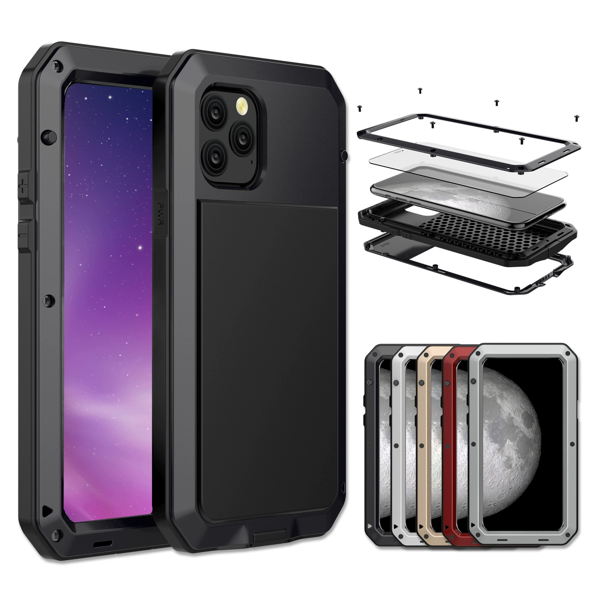 Чехол-накладка совместимый с iPhone, металлический корпус для iPhone 11 Pro/XS Max, защита от пыли, воды и ударов, 6/7/8 Plus