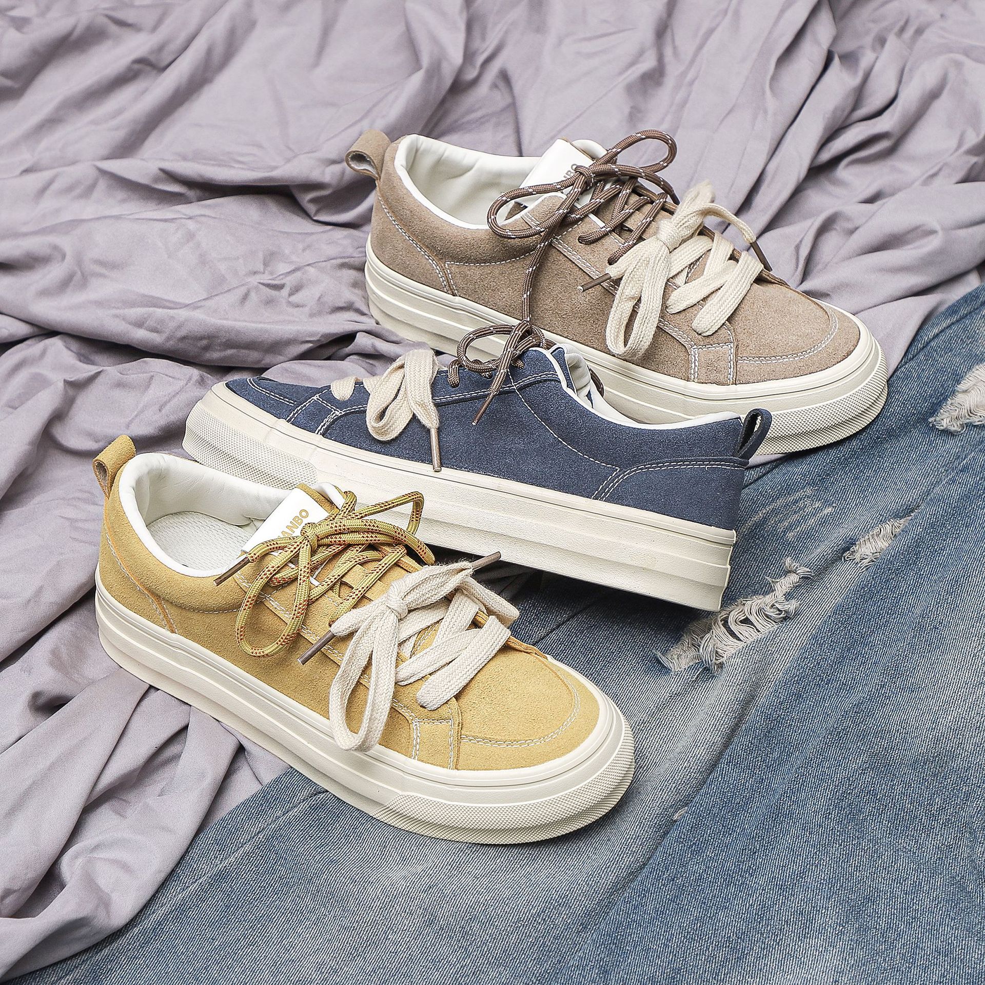 Zapatos de moda para hombres con suela gruesa 2025, zapatos de lona de color antiguo, zapatos de lona de estilo de puerto para hombres, zapatos sucios, zapatos de skate