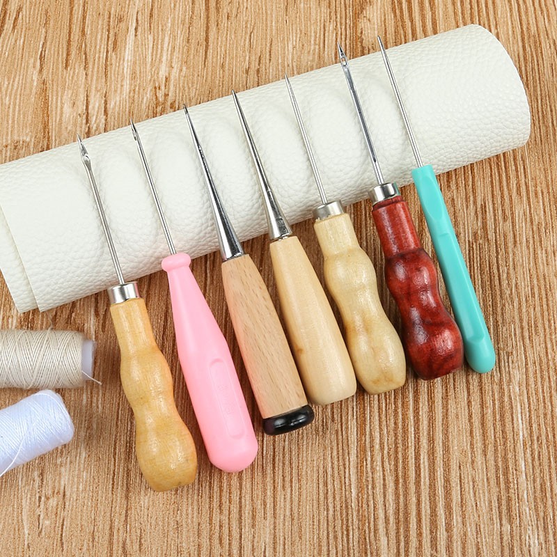 Nuevas herramientas de costura de cuero forma de calabaza mango de madera puncher herramientas hechas a mano en stock al por mayor