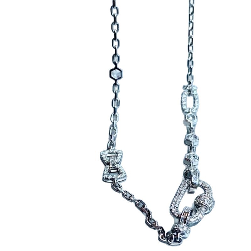 18K ホワイトゴールドメッキユニバーサルチェーンペーパークリップペンダントバックルヘッド高品質翡翠ビーズネックレスジュエリーペンダント DIY 装飾|undefined