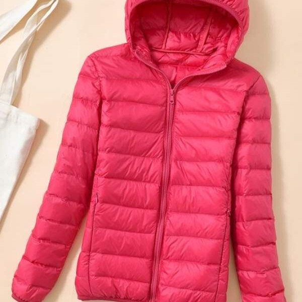 New large-size women's down jacket with hood, stand-up collar, short style, Korean version, cute, slim-fit, lightweight student coat New large-size women's down jacket with hood, stand-up collar, short style, Korean version, cute, slim-fit, lightweight student coat