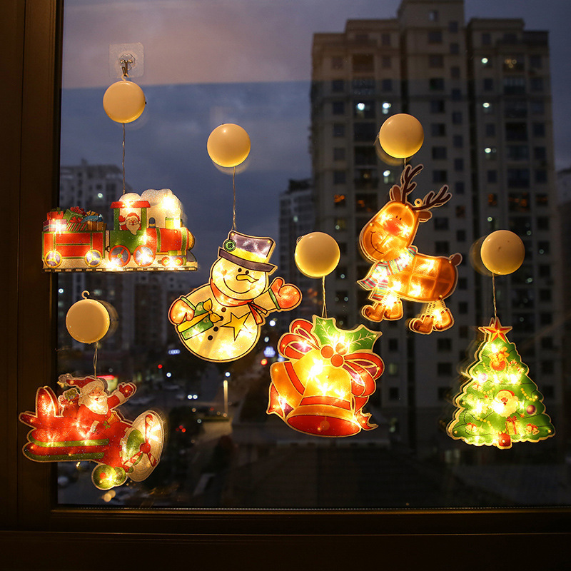 Amazon llevó la luz de la ventosa decorativa de Navidad ventana de la tienda de luz colgante LUZ DE Navidad estilo decorativo Cadena de luz de color