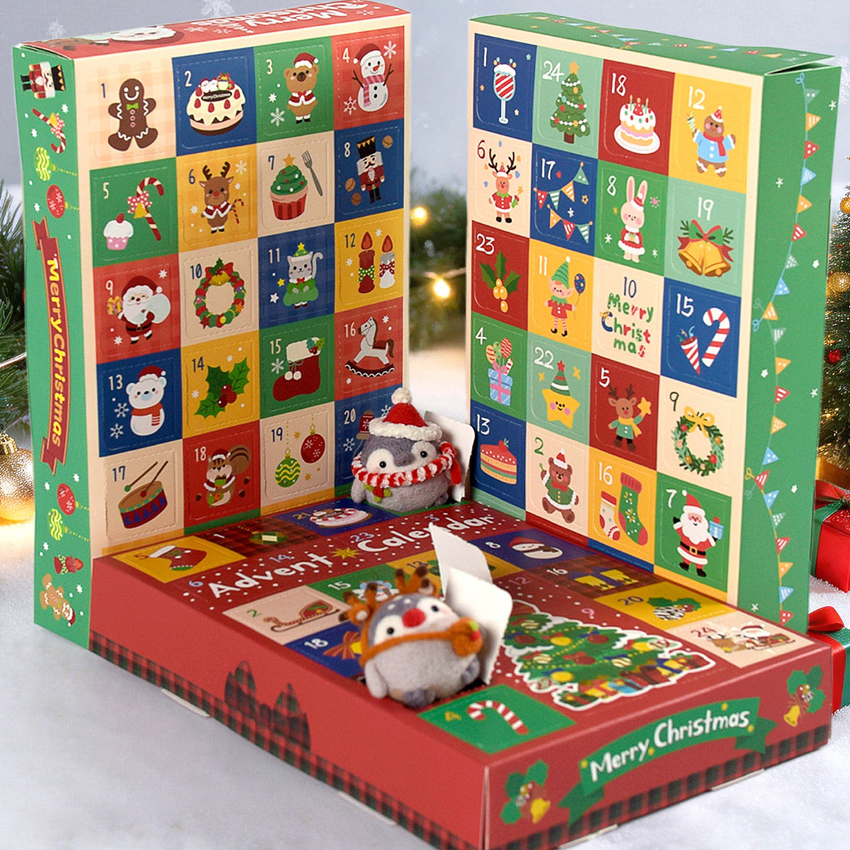 24-Grids Christmas Gift Box Blind Box Packaging Empty Box Poke Countdown Calendar Gift Blind Box (5Pcs/Pack)