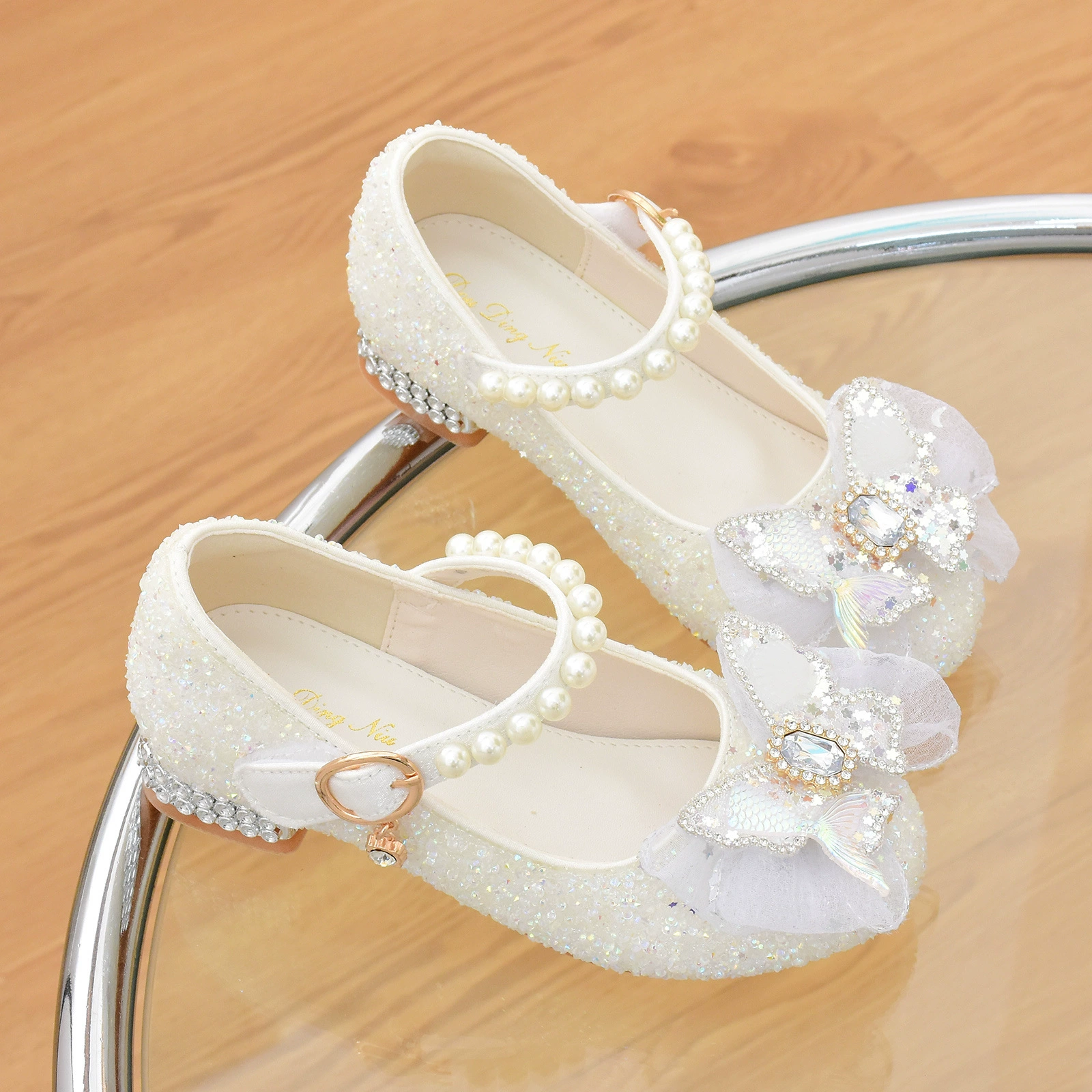 Фабрика прямых продаж для девочек белые кожаные туфли для детей русалка хрустальные туфли