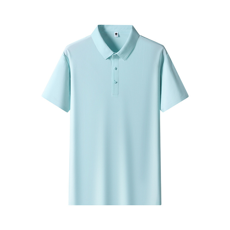 2025 新しいルーズ夏のファッション Tシャツメンズビジネスアイスシルク半袖ラペルシームレスラミネートポロシャツ|undefined