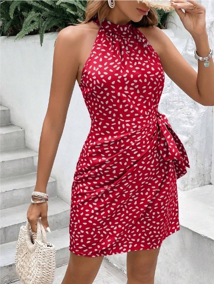 227g Weight Knee-Length Dress Length Type Sleeveless Sleeve Length Sheath Dress Dresses Type Sleeveless Sleeve Type Spandex, Polyester Fabric Type Mid Waist Waist Line Holiday Occasion High Neck Neckline Regular Fit Fit Type Solid Color Pattern Summer Season Women's Gender Vacation, Simple Style Style Wholesale Women's Vacation Simple Style Solid Color Holiday High Neck Sleeveless Sheath Dress 16
