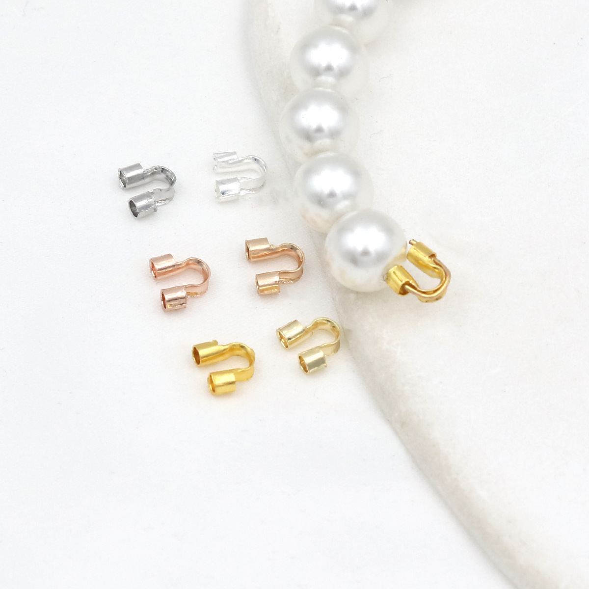 Clamp Buckle Plated with 18K True Gold Buckle U-Shaped Horseshoe Buckle Guard Line Coil Buckle Beaded Wire Fittings B62