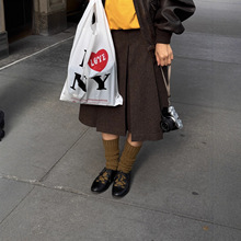 25【现】韩东大门秋冬新款the barnne休闲宽松A字裙棕裙半裙女