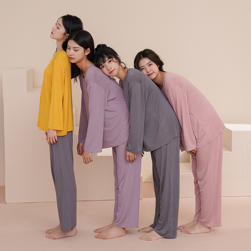 Modal Pajamas for Women, Spring and Autumn Long-Sleeved, High-End, Large Size, Can Be Worn Outside, Spring and Summer Women's Home Wear with Chest Pads Modal Pajamas for Women, Spring and Autumn Long-Sleeved, High-End, Large Size, Can Be Worn Outside, Spring and Summer Women's Home Wear with Chest Pads