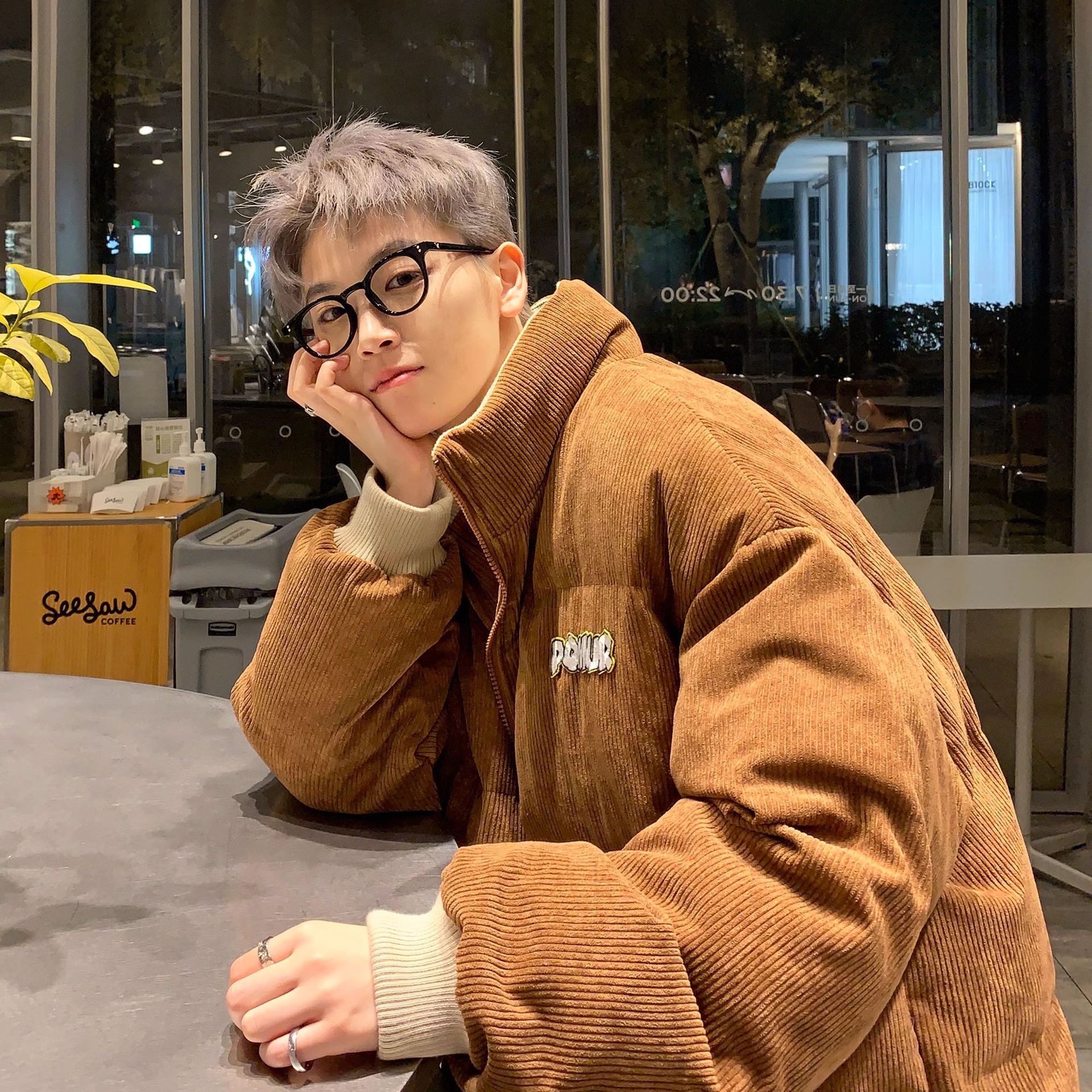 Pana cuello interior color traje de algodón masculino 2023 invierno café marrón abrigo tendencia americana retro pan caliente