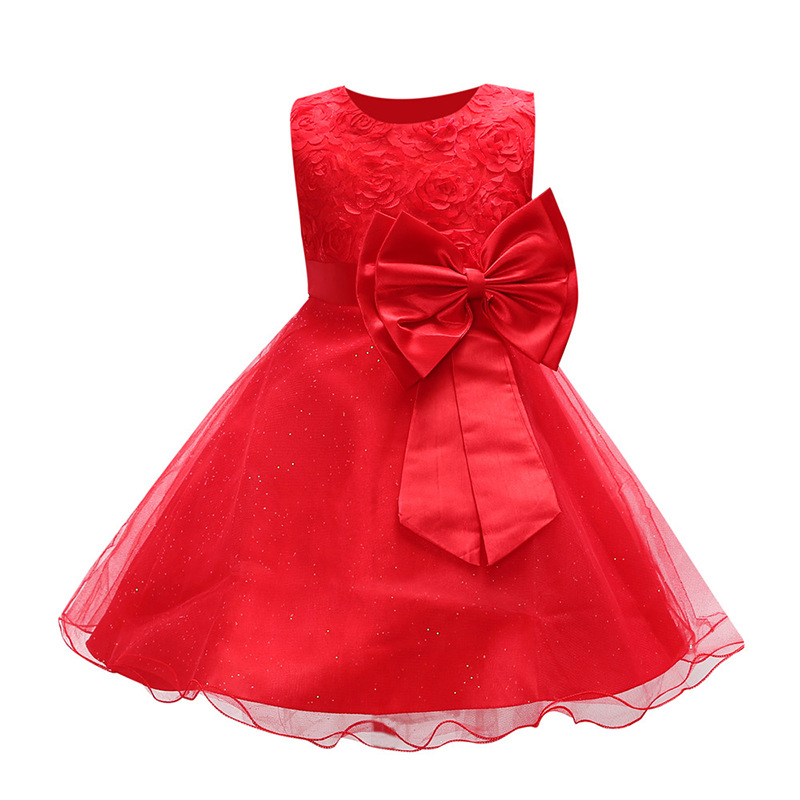 One-Piece Hair Girls' Dress Flower Girl Rose Princess Dress Sleeveless Vest Princess Dress Girls' Dress