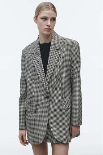 Women's Fashion 2025 Spring New Arrival European and American Style Black-and-White Plaid Single-Button Suit Jacket + Short Culotte Set