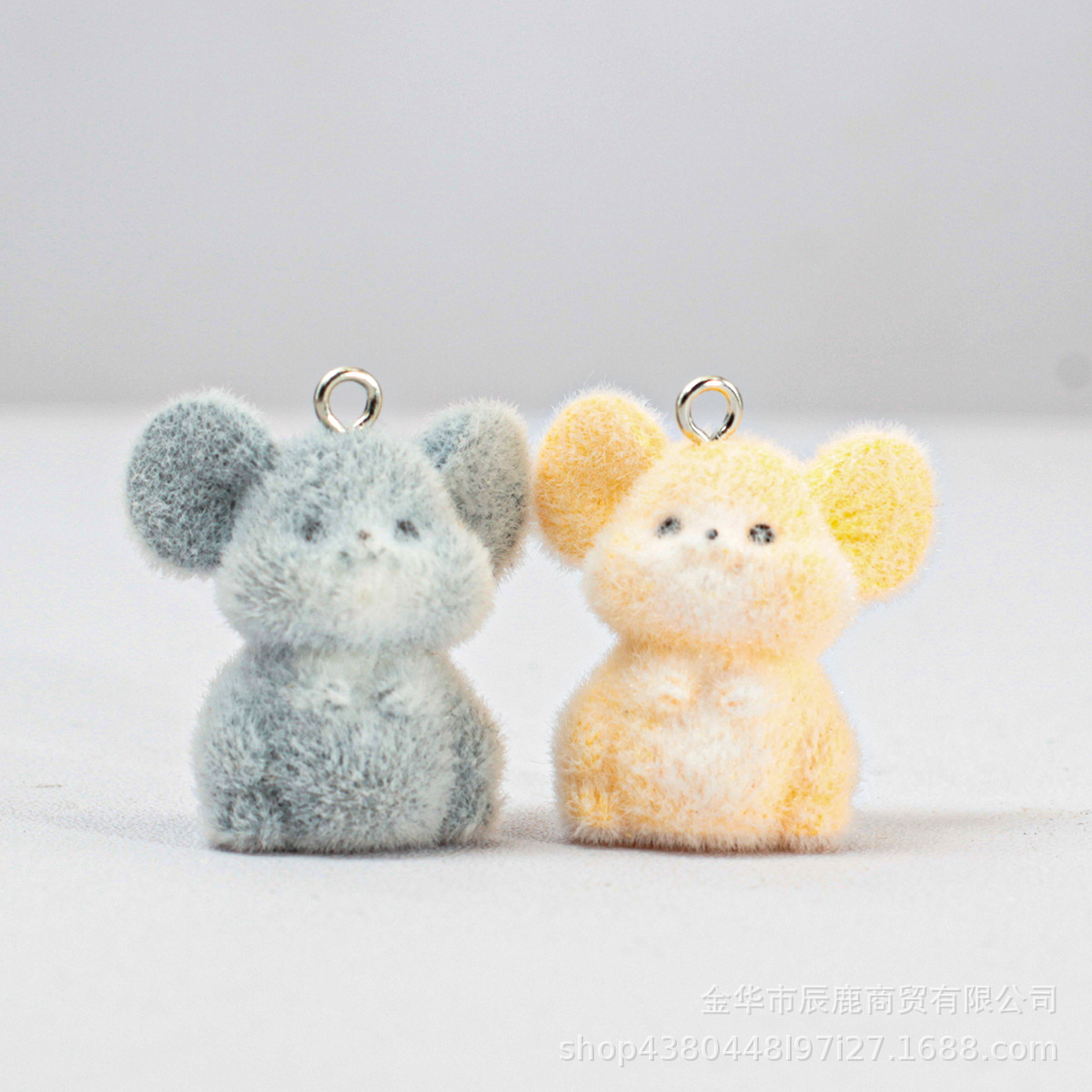 New Hamster Resin Flocking Pendant Three-Dimensional Bag Pendant Mobile Phone Lanyard DIY Keychain Accessories Pendant Wholesale