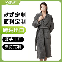 跨境浴袍珊瑚绒成人家居加厚长款保暖睡袍秋冬亚马逊热销浴袍批发