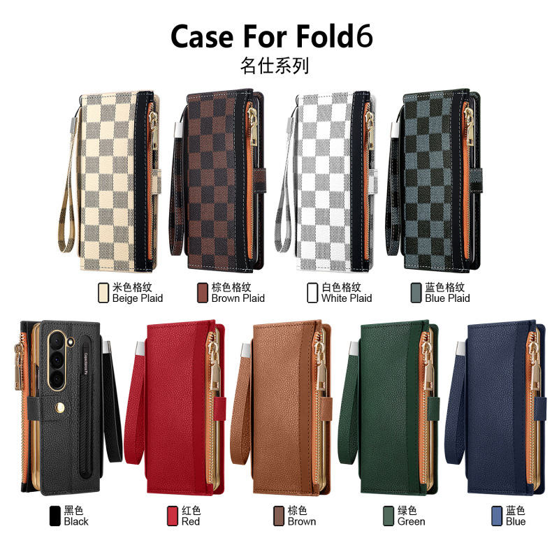 For Samsung Galaxy Z FOLD 6 Wallet Wristband Mobile Phone Case Fold6 Card Multi-functional Protective Cover