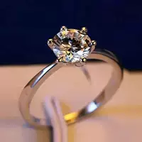 Живое трансграничное классическое кольцо с шестью когтями, женское открывающееся кольцо с бриллиантом, нишевое кольцо с муассанитом, европейские и американские роскошные ювелирные изделия для внешней торговли