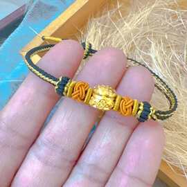 水贝黄金超财进宝纯金路路通吊坠3D硬金足金999金钱珠招财手链
