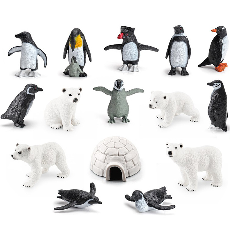Amazon simulación animal polar modelo traje Oso Polar pingüino hielo casa decoración de escritorio juguete