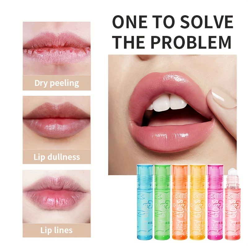 USHAS cross-border exclusivamente en stock aceite de labios de 6 colores bálsamo labial nutritivo hidratante lápiz labial anti-agrietamiento y disminución de las líneas de los labios