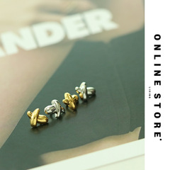 Inspired design cross-shaped metal buttons women's blouse knit sweater top small buttons sweater cuffs collar fasteners