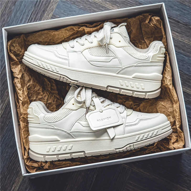 2025 новая новая белая обувь мужская чисто белая повседневная обувь мягкая подошва легкая спортивная водонепроницаемая кожаная обувь