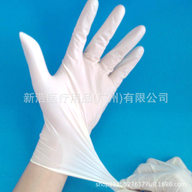 工厂批发A级9寸一次性检查手套橡胶乳胶高弹性批发盒装家务清洁手