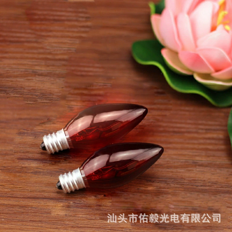 Лампа Youyi C8, маленькая, красная, с алюминиевым основанием, прозрачная, в форме красного пузыря, с изображением Будды, электронная, в виде свечи, из обожженного стекла, 1 шт.